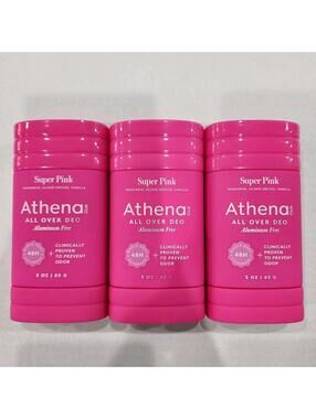 3 PK  - Athena All Over Deodorant Super Pink Mandarin Vanilla No Aluminum 3 oz